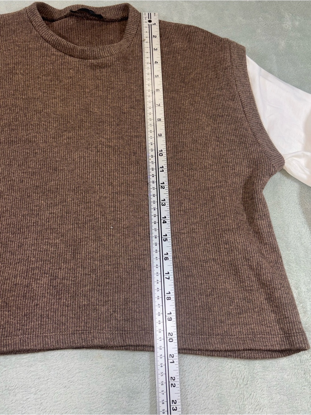 Zara 2-in-1 Combo Knit Sweater Vest Top Brown White Medium - Picture 2 of 6